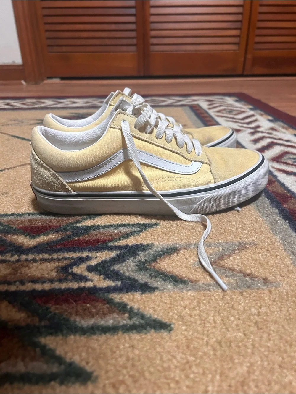 Yellow and White Low-Top Vans